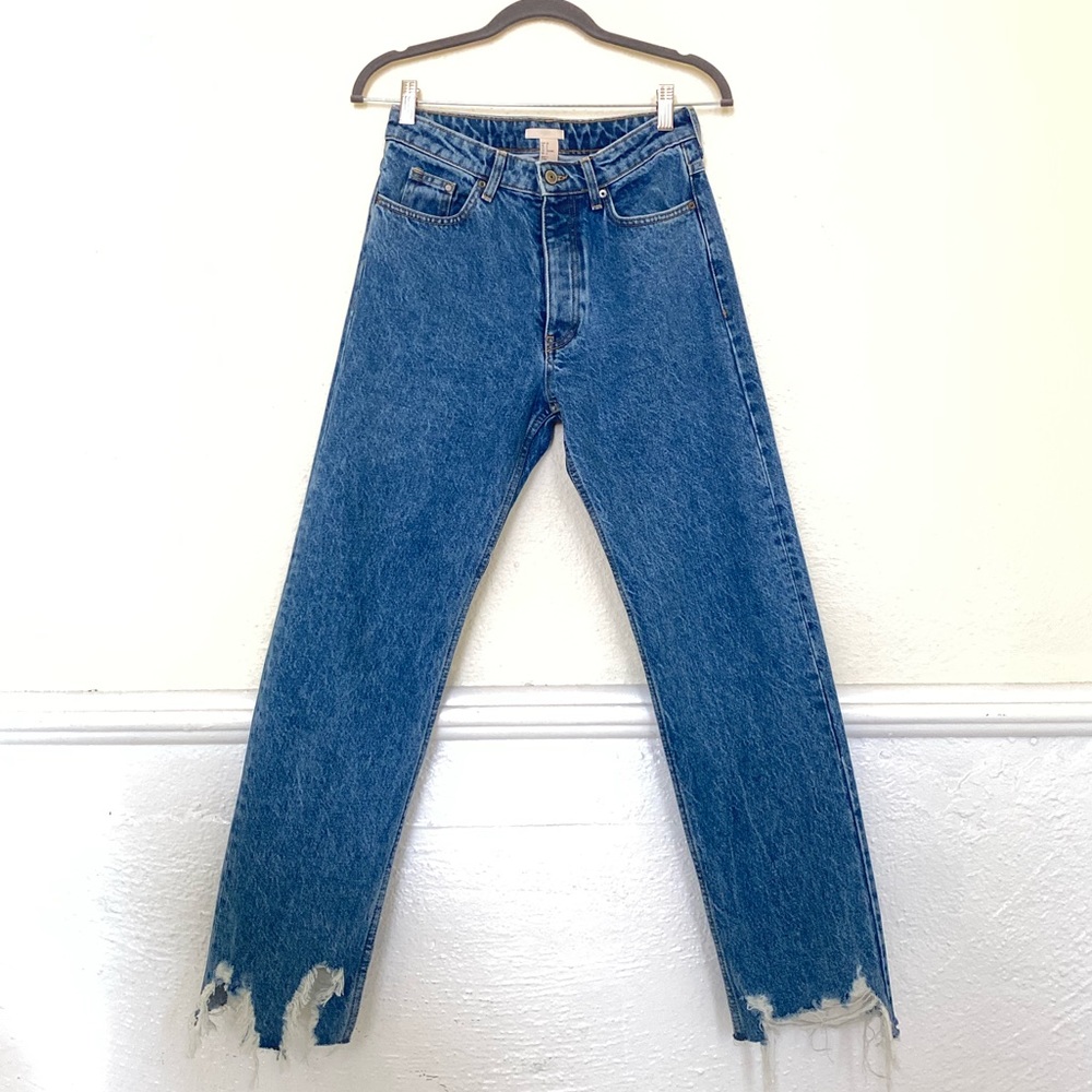 H&M Trend Raw Hem High-Waist Straight Jeans